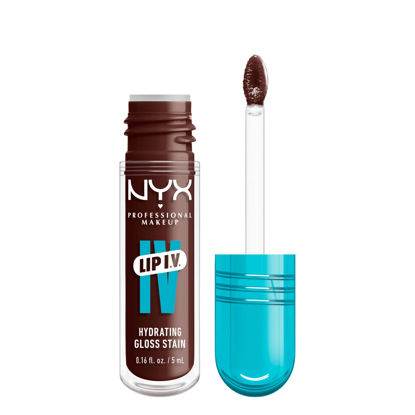 Picture of NYX PROFESSIONAL MAKEUP Lip IV Hydrating Gloss Serum, Lip Stain with 12HR Hydration - Mocha Me Wet (Brown Lip Gloss)