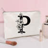Picture of Monogram Toiletry Makeup Bag Personalized Travel Cosmetic Bag Floral Initial Cosmetic Bag, Personalized Floral Makeup Bag, Initial Cosmetic Bag, Custom Make Up Bag, Floral Bag (P)