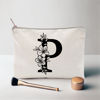 Picture of Monogram Toiletry Makeup Bag Personalized Travel Cosmetic Bag Floral Initial Cosmetic Bag, Personalized Floral Makeup Bag, Initial Cosmetic Bag, Custom Make Up Bag, Floral Bag (P)