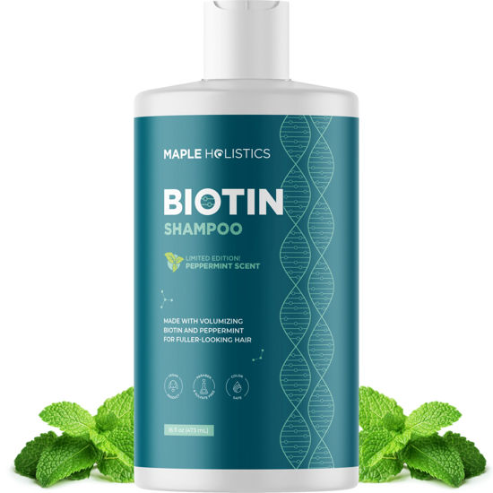 Picture of Volumizing Biotin Shampoo for Thinning Hair - Thin Hair Shampoo with Peppermint Argan and Essential Oils for Hair Care - Vegan Sulfate Free Shampoo for Damaged Dry Hair Paraben and Cruelty Free (Mint)