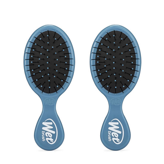 Picture of Wet Brush Mini Detangler Hair Brush, Elemental Blue - Detangling Travel Hair Brush - Ultra-Soft IntelliFlex Bristles Glide Through Tangles with Ease - Pain-Free - All Hair Types (Pack of 2)