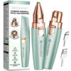 Picture of VG VOGCREST Eyebrow Facial Trimmer: 2 in1 Rechargeable Facial Hair Removal and Eyebrow Shaver - Face Lips Body Painless Facial Razor with Built-in LED Light (Pastel Green)