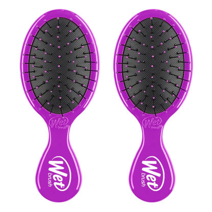 Picture of Wet Brush Mini Detangler Hair Brush, Purple - Detangling Travel Hair Brush - Ultra-Soft IntelliFlex Bristles Glide Through Tangles with Ease - Pain-Free - All Hair Types (Pack of 2)