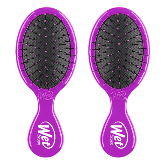 Picture of Wet Brush Mini Detangler Hair Brush, Purple - Detangling Travel Hair Brush - Ultra-Soft IntelliFlex Bristles Glide Through Tangles with Ease - Pain-Free - All Hair Types (Pack of 2)