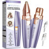 Picture of VG VOGCREST Eyebrow Facial Trimmer: 2 in1 Rechargeable Facial Hair Removal and Eyebrow Shaver - Face Lips Body Painless Facial Razor with Built-in LED Light (Solar Purple)