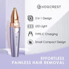 Picture of VG VOGCREST Eyebrow Facial Trimmer: 2 in1 Rechargeable Facial Hair Removal and Eyebrow Shaver - Face Lips Body Painless Facial Razor with Built-in LED Light (Solar Purple)