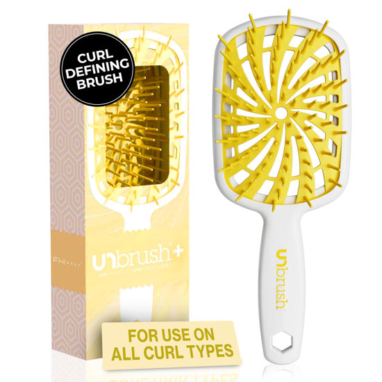 Picture of FHI Heat UNbrush Plus - Curly Hair Brush for Gentle & Effective Detangling on Wet or Dry Fragile Hair Types - Detangler Brush w/ 84 UltraFlex Bristles, Ultra-light, Vented, Anti Static Hairbrush