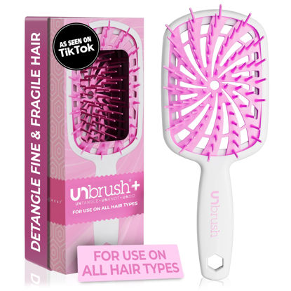 Picture of FHI Heat UNbrush Plus - Curly Hair Brush for Gentle & Effective Detangling on Wet or Dry Fragile Hair Types - Detangler Brush w/ 84 UltraFlex Bristles, Ultra-light, Vented, Anti Static Hairbrush