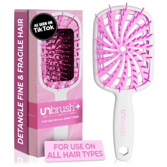 Picture of FHI Heat UNbrush Plus - Curly Hair Brush for Gentle & Effective Detangling on Wet or Dry Fragile Hair Types - Detangler Brush w/ 84 UltraFlex Bristles, Ultra-light, Vented, Anti Static Hairbrush