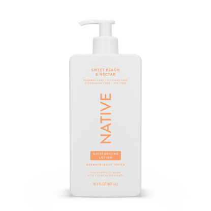 Picture of Native Body Lotion Contains Naturally Derived Plant-Based Moisturizers for Women and Men | Restores Dry Skin, Peach & Nectarine, 16.5 fl oz