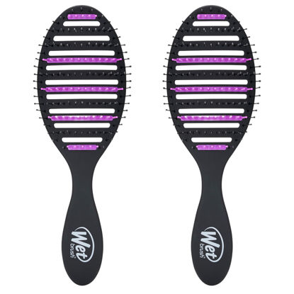 Picture of Wet Brush Refresh and Extend Speed Dry Black Detangling Hair Brush -Vented Design Ultra Soft HeatFlex Bristles Are Blow Dry Safe -Removes Dirt Excess Oils & Impurities-Charcoal Bristles (Pack of 2)