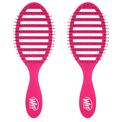 Picture of Wet Brush Speed Dry Hair Brush - Pink - Vented Design and Ultra Soft HeatFlex Bristles Are Blow Dry Safe With Ergonomic Handle Manages Tangle and Uncontrollable Hair - Pain-Free (Pack of 2)