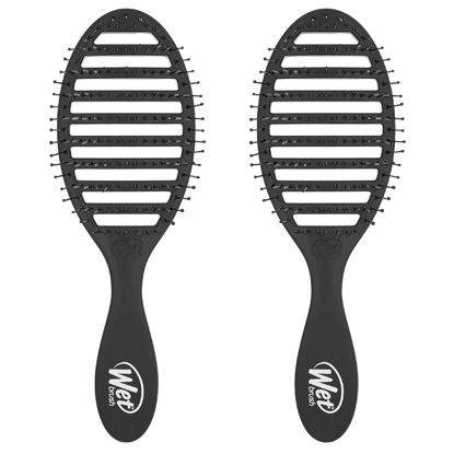 Picture of Wet Brush Speed Dry Hair Brush - Black - Vented Design and Ultra Soft HeatFlex Bristles Are Blow Dry Safe With Ergonomic Handle Manages Tangle and Uncontrollable Hair - Pain-Free (Pack of 2)