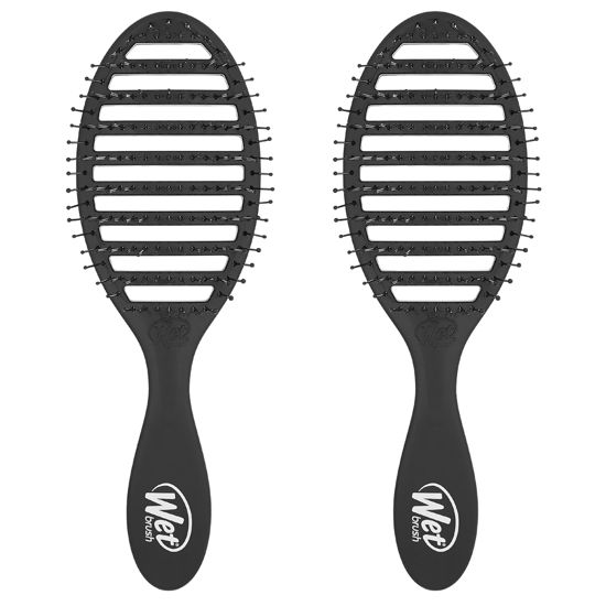 Picture of Wet Brush Speed Dry Hair Brush - Black - Vented Design and Ultra Soft HeatFlex Bristles Are Blow Dry Safe With Ergonomic Handle Manages Tangle and Uncontrollable Hair - Pain-Free (Pack of 2)