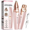 Picture of VG VOGCREST Eyebrow Facial Trimmer: 2 in1 Rechargeable Facial Hair Removal and Eyebrow Shaver - Face Lips Body Painless Facial Razor with Built-in LED Light (Pink)