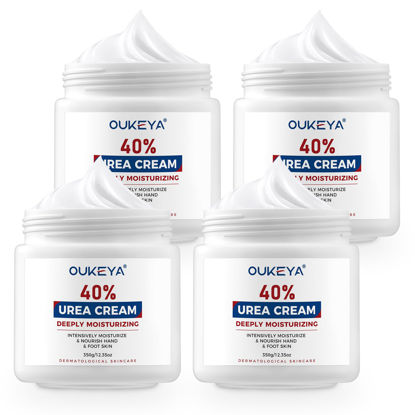 Picture of OUKEYA Urea Cream 40 Percent, Urea Foot & Hand Cream for Dry Cracked, 40 per Urea Lotion for Feet Maximum Strength(12.35Oz X 4Packs)