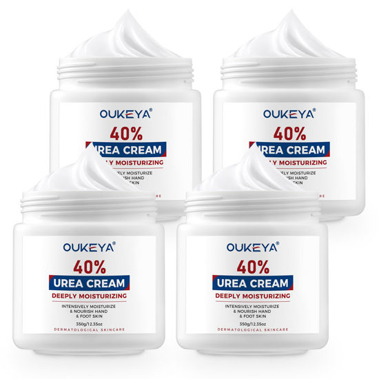 Picture of OUKEYA Urea Cream 40 Percent, Urea Foot & Hand Cream for Dry Cracked, 40 per Urea Lotion for Feet Maximum Strength(12.35Oz X 4Packs)