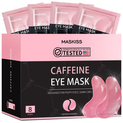 Picture of Maskiss Under Eye Patches (8 Pairs), Caffeine Eye Masks for Dark Circles Puffy Eyes Undereye Bags, Collagen Eye Patches for Wrinkles and Puffiness, Eye Skincare Valentine's Day Gift for Her