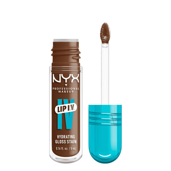 Picture of NYX PROFESSIONAL MAKEUP Lip IV Hydrating Gloss Serum, Lip Stain with 12HR Hydration - Splash N Spice (Brown Lip Gloss)