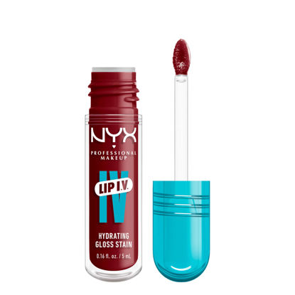 Picture of NYX PROFESSIONAL MAKEUP Lip IV Hydrating Gloss Serum, Lip Stain with 12HR Hydration - Cranberry Splash (Red Lip Gloss)