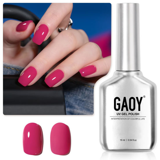 Picture of GAOY Pink Gel Nail Polish, 16ml Soak Off Gel Polish, UV Light Cure for Nail Art DIY Manicure at Home, 2373 Flamboyant Pink