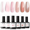 Picture of modelones Gel Nail Polish Set 6 Colors Nude Pink Glitter Gel Nail Polish Neutral Pearl Pink Shimmer Skin Tone Soak Off UV Bubble Bath Collection For Nail Art DIY Salon New Year Gifts For Women Girl