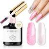Picture of modelones Glitter Gel Top Coat, 2-in-one Pearl Gel Nail Polish Clear Glitter Glossy Sparkle Finish Long Lasting Soak Off Mermaid Shimmer Pearlescent Glitter Gel Polish Nail Art Home DIY, 10 ML