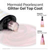 Picture of modelones Glitter Gel Top Coat, 2-in-one Pearl Gel Nail Polish Clear Glitter Glossy Sparkle Finish Long Lasting Soak Off Mermaid Shimmer Pearlescent Glitter Gel Polish Nail Art Home DIY, 10 ML