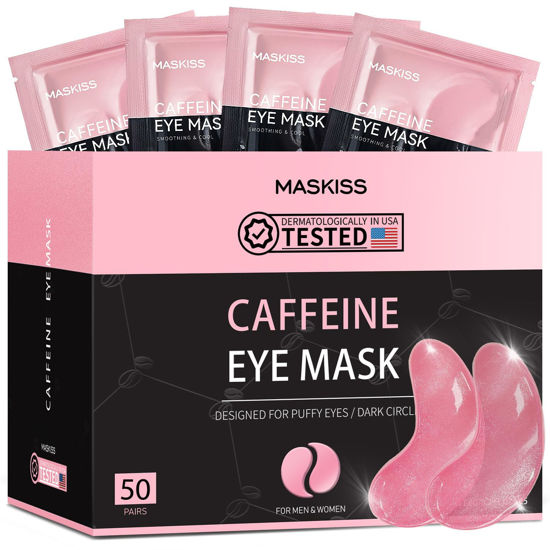Picture of Maskiss Under Eye Patches (50 Pairs), Caffeine Eye Masks for Dark Circles Puffy Eyes Undereye Bags, Collagen Eye Patches for Wrinkles and Puffiness, Eye Skincare Valentine's Day Gift for Her