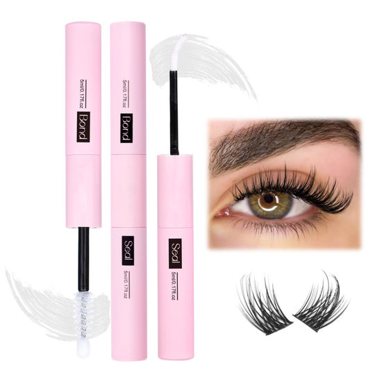 Picture of Mavphnee Lash Bond and Seal Clear Strong Hold Eyelash Adhesive Quick Drying Cluster Lash Glue 72Hours Long Lasting 2 in 1 Eyelashes Glue for DIY Lash Extensions Waterproof Cluster Glue