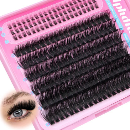 Picture of calphdiar Eyelash Clusters 100D Thick Cluster Eyelash Extensions 14-24mm Fluffy Lash Clusters with Bottom Lashes 180pcs Wispy Individual Lashes Extension D Curl Dramatic Eyelashes DIY at Home
