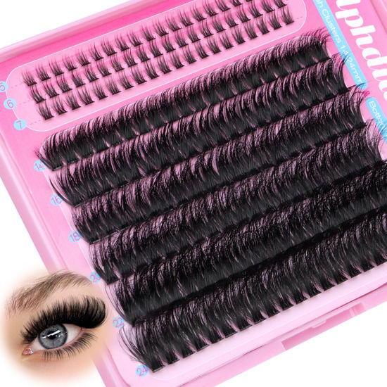 Picture of calphdiar Eyelash Clusters 100D Thick Cluster Eyelash Extensions 14-24mm Fluffy Lash Clusters with Bottom Lashes 180pcs Wispy Individual Lashes Extension D Curl Dramatic Eyelashes DIY at Home