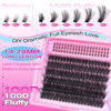 Picture of calphdiar Eyelash Clusters 100D Thick Cluster Eyelash Extensions 14-24mm Fluffy Lash Clusters with Bottom Lashes 180pcs Wispy Individual Lashes Extension D Curl Dramatic Eyelashes DIY at Home