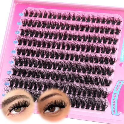 Picture of calphdiar Fluffy Lash Clusters 60D Volume Eyelash Clusters 10-20mm Wispy Individual Lashes Thick Cluster Eyelash Extensions D Curl Lashes Clusters 180pcs DIY Lash Extension for Beginners