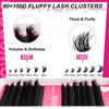 Picture of Fowendia Lash Clusters Kit Fluffy 80D 100D Individual Lashes D Curl Cluster Eyelash Extensions 10-18mm DIY Lash Extension Kit Lash Bond and Seal Waterproof, Lash Applicator, Thick False Eyelashes Kit