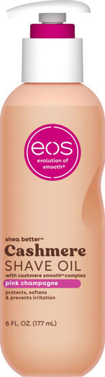 Picture of eos Cashmere Shave Oil, Pink Champagne, Soothing and Moisturizing, Prevents Irritation and Razor Burn, Entire Bikini Area-Approved, 6 fl oz