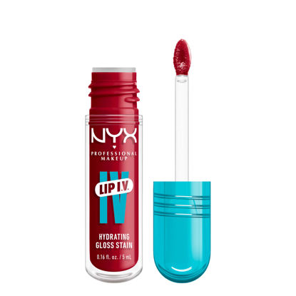 Picture of NYX PROFESSIONAL MAKEUP Lip IV Hydrating Gloss Serum, Lip Stain with 12HR Hydration - Red-y Set Wet (Red Lip Gloss)