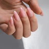 Picture of BTArtbox French Tip Press On Nails Almond - Press on Nails Short with Metallic Chrome Silver Finish, Supremely Fit & Natural Glue On Nails in 16 Sizes, Dazzling Pink