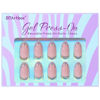 Picture of BTArtbox French Tip Press On Nails Almond - Press on Nails Short with Metallic Chrome Silver Finish, Supremely Fit & Natural Glue On Nails in 16 Sizes, Dazzling Pink