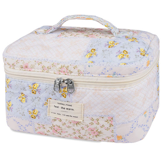 Picture of Large Makeup Bag, Cute Cosmetic Bag for Women Girls, Floral Coquette Aesthetic Toiletry Bag, Travel Make Up Organizer Bag (Ethnic style)