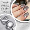 Picture of Born Pretty Cat Magnetic Eye Gel Nail Polish, Gray Moonlight Cat Magnetic Gel, Glass Shiny Effect Gray Soak Off Nail Art Salon Manicure Home Gift 15ml