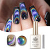 Picture of Born Pretty Cat Magnetic Eye Gel Nail Polish Holographic Rainbow Cat Magnetic Gel, Black Glitter Magnetic Soak Off U v Nail Gel Diy Art for Girls Women 15ML