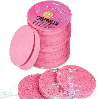 Picture of GAINWELL 100PCS Compressed Facial Sponges, Cleansing, for Personal Spa Esthetician Use, Pink