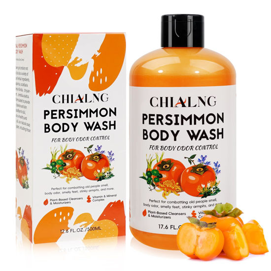 Picture of Persimmon Body Wash Soap for Body Odor Control | Removing Nonenal Body Odor |Rich Centella asiatica extract | Persimmon Soap for Old People Smell,Smelly Feet, Underarms for Men & Women (16.9 Fl Oz)