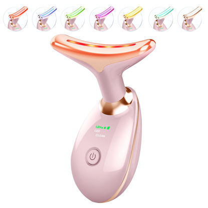 Picture of ELISHINE Light Based Face-Neck-Massager - 7 Color Portable Facial Massager for Skin Care, Glossy Pink