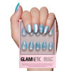 Picture of Glamnetic Press On Nails - Subzero | Opaque Pale Icy Blue Snowflake Graphic Short Oval False Nails, Reusable Stick On Fake Nails with Glue | Salon Quality | 15 Sizes - 30 Nail Kit