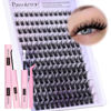 Picture of Pawotence Lash Clusters Kit Wispy Lash Extension Kit 10-18mm Cluster Eyelash Extensions Kit Individual Lashes 144pcs D Curled Eyelash Clusters with Lash Bond and Seal, Lash Tweezers for Self Use
