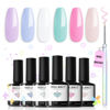 Picture of modelones Gel Nail Polish Set, 6 Colors Spring Pastel Gel Polish Set with Nail Art Liner Brush, Soft Pink White Light Purple Blue Green Nude Painting Nail Gel Polish Kit Mani DIY Salon Gift