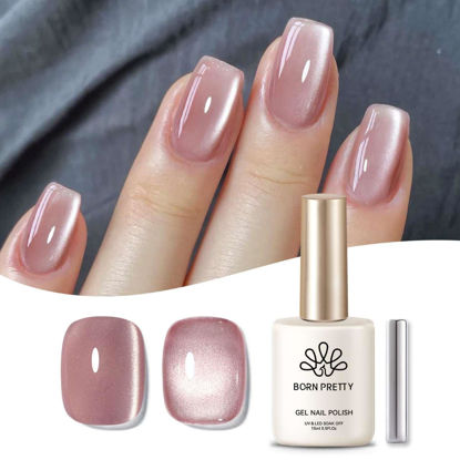 Picture of Born Pretty Cat Magnetic Eye Gel Nail Polish Cat Magnetic Gel Moonlight Dried Rose Color Cat Magnetic Glitter Nail Polish Nail Gel Soak Off Nail Art Salon Home Gift for Women 15ML