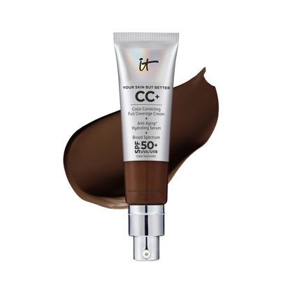 Picture of IT Cosmetics Your Skin But Better CC+ Cream, Deep Mocha - Color Correcting Cream, Full-Coverage Foundation, Hydrating Serum & SPF 50+ Sunscreen - Natural Finish - 1.08 fl oz
